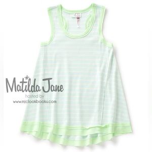 Matilda Jane Girls Size 10 435 Lime Green/Blue Three Legged Race Tunic Tank
